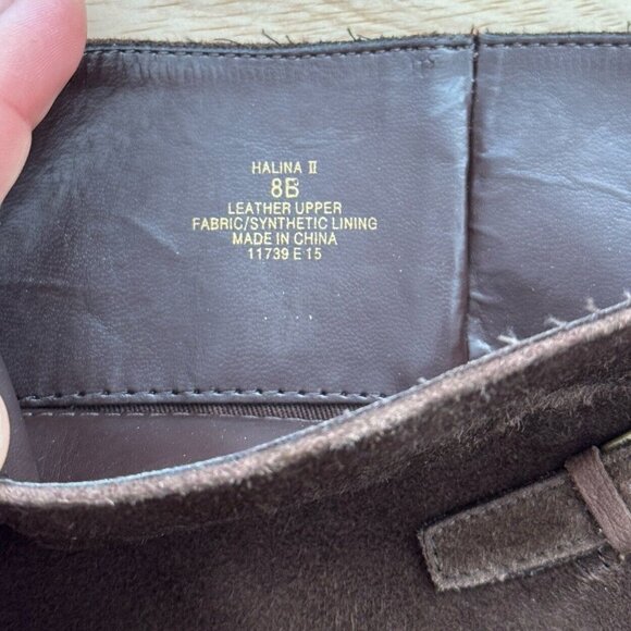 RALPH LAUREN Halina Brown Suede Leather Animal Hair Calf High Boots Heels Size 8 - Picture 14 of 14